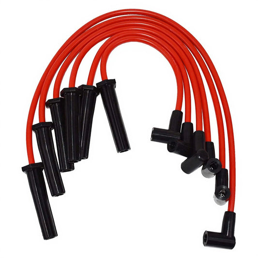 5 Star Speed 8.0mm Red Spark Plug Wire Set Compatible with Chevy GMC Inline 6 230 250 292 HEI