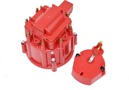 5 Star Speed HEI Distributor Cap, Rotor, and Coil Cover Kit Compatible with GM Style V8 (Red)