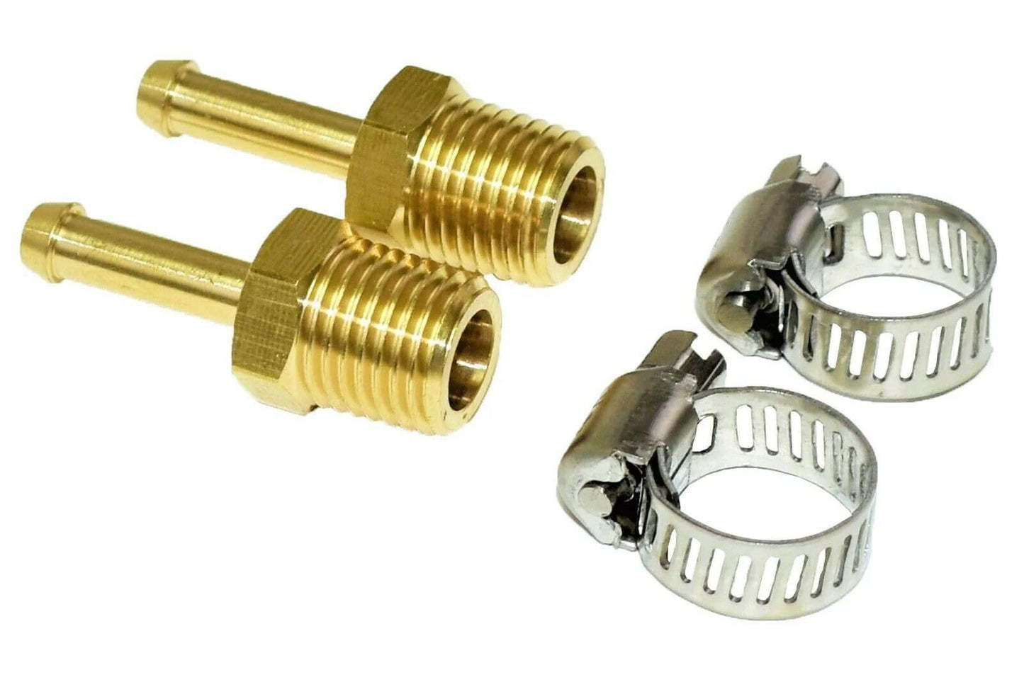 5 Star Speed 1/4" NPT to 1/4" Hose Fuel Line Fitting Kit with Hose Clamps