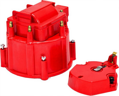 5 Star Speed HEI Distributor Cap, Rotor, and Coil Cover Kit Compatible with GM Style V6 (Red)