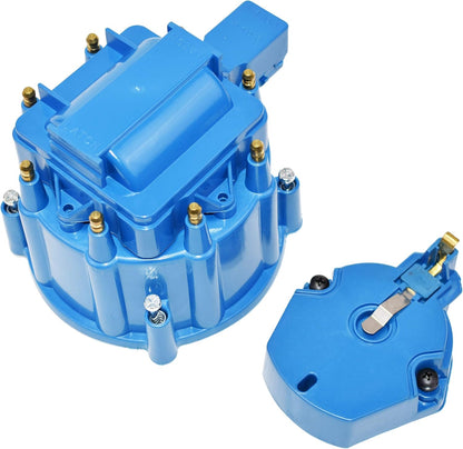 5 Star Speed HEI Distributor Cap, Rotor, and Coil Cover Kit Compatible with GM Style V8 (Blue)