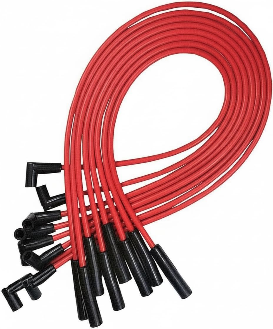 5 Star Speed 8.0mm Red Spark Plug Wire Set Compatible with AMC Jeep V8 290 304 343 360 390 401 HEI