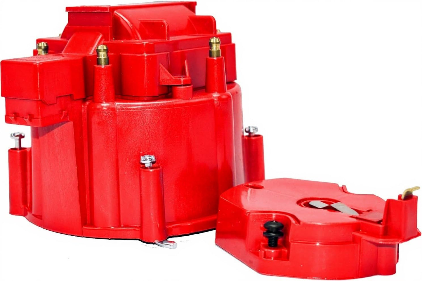 5 Star Speed HEI Distributor Cap, Rotor, and Coil Cover Kit Compatible with GM Style V6 (Red)