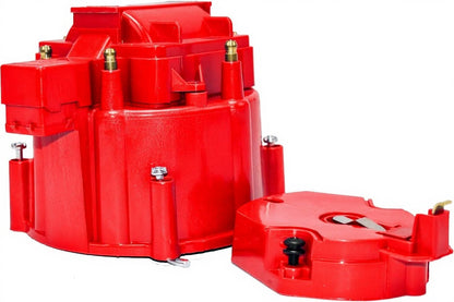 5 Star Speed HEI Distributor Cap, Rotor, and Coil Cover Kit Compatible with GM Style V6 (Red)