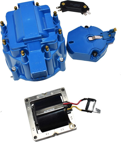5 Star Speed HEI Distributor Tune-Up Kit with High Output Coil Compatible with GM Style V8 (Blue)