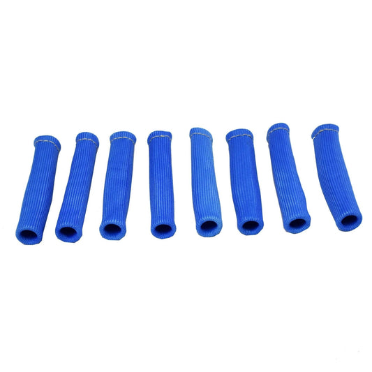 5 Star Speed Spark Plug Wire Boot Heat Shield Sleeves Blue 6" Long Set of 8