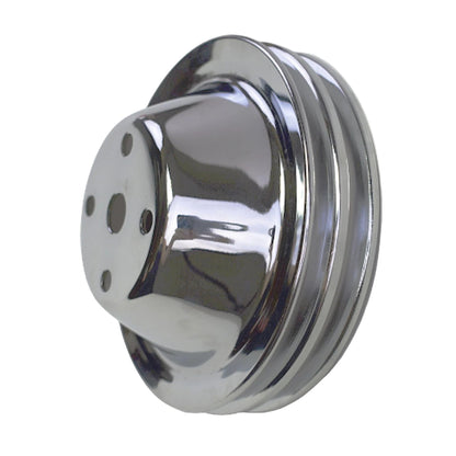 5 Star Speed Water Pump Pulley Double-Groove SWP Short Water Pump Compatible with Small Block Chevy SBC 262 265 267 283 302 305 307 327 350 400 Chrome