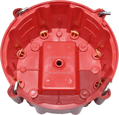 5 Star Speed HEI Distributor Cap, Rotor, and Coil Cover Kit Compatible with GM Style V8 (Red)