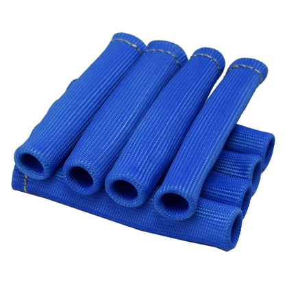5 Star Speed Spark Plug Wire Boot Heat Shield Sleeves Blue 6" Long Set of 8