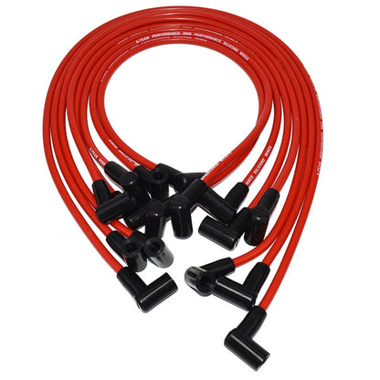 5 Star Speed 8.0mm Over Valve Cover Spark Plug Wire Set Compatible with SBC Chevy GMC 283 305 307 327 350 400 HEI Red