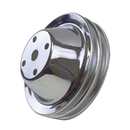 5 Star Speed Water Pump Pulley Double-Groove SWP Short Water Pump Compatible with Small Block Chevy SBC 262 265 267 283 302 305 307 327 350 400 Chrome