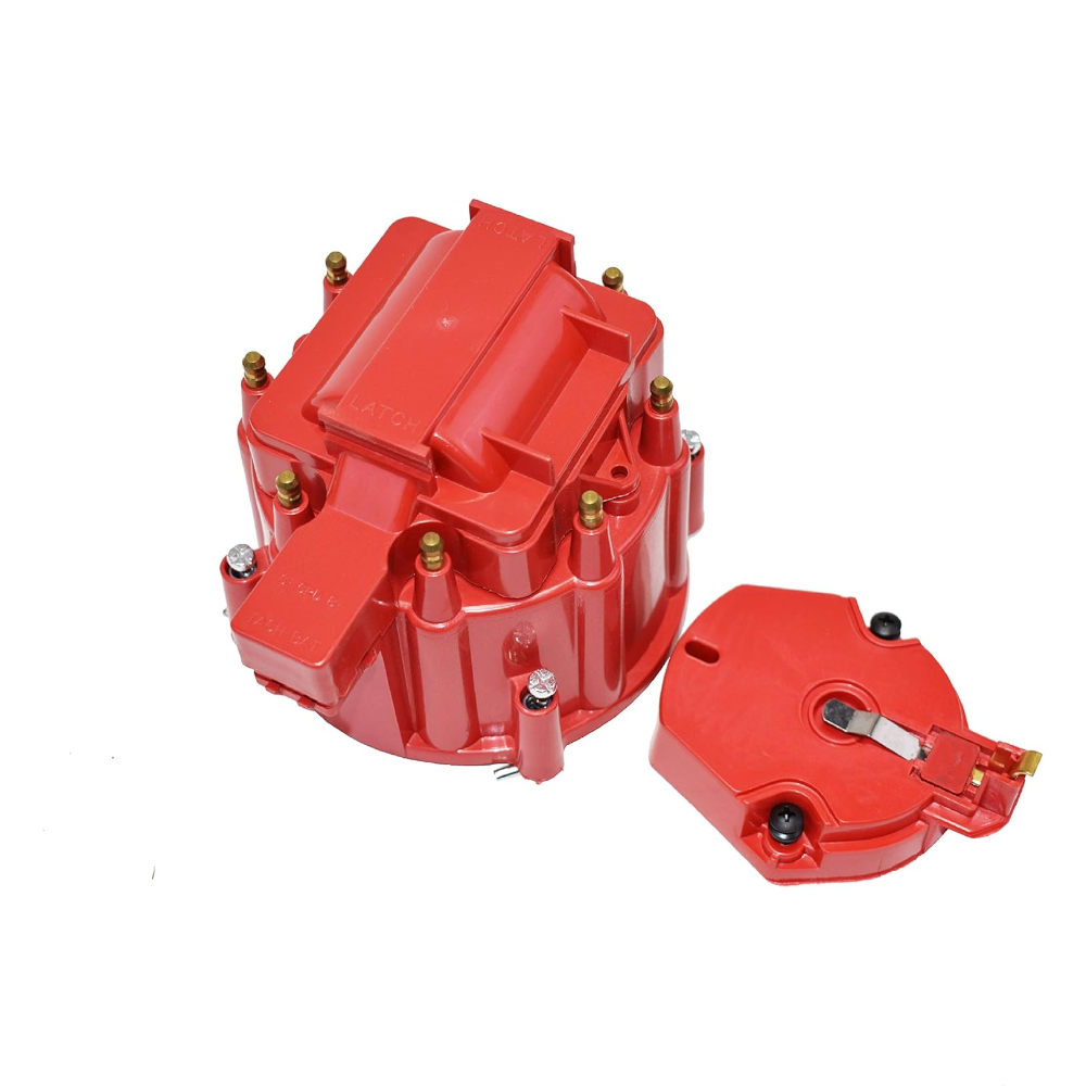5 Star Speed HEI Distributor Cap, Rotor, and Coil Cover Kit Compatible with GM Style V8 (Red)