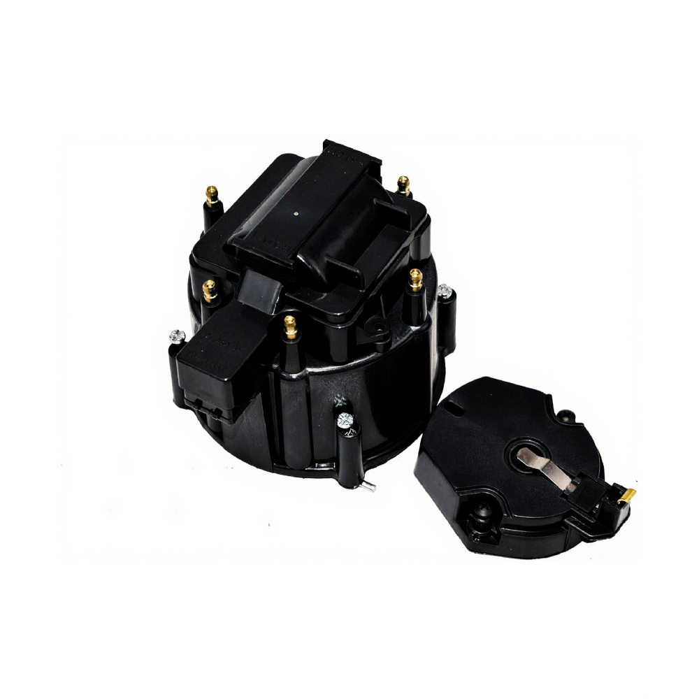 5 Star Speed HEI Distributor Cap, Rotor, and Coil Cover Kit Compatible with GM Style V6 (Black)