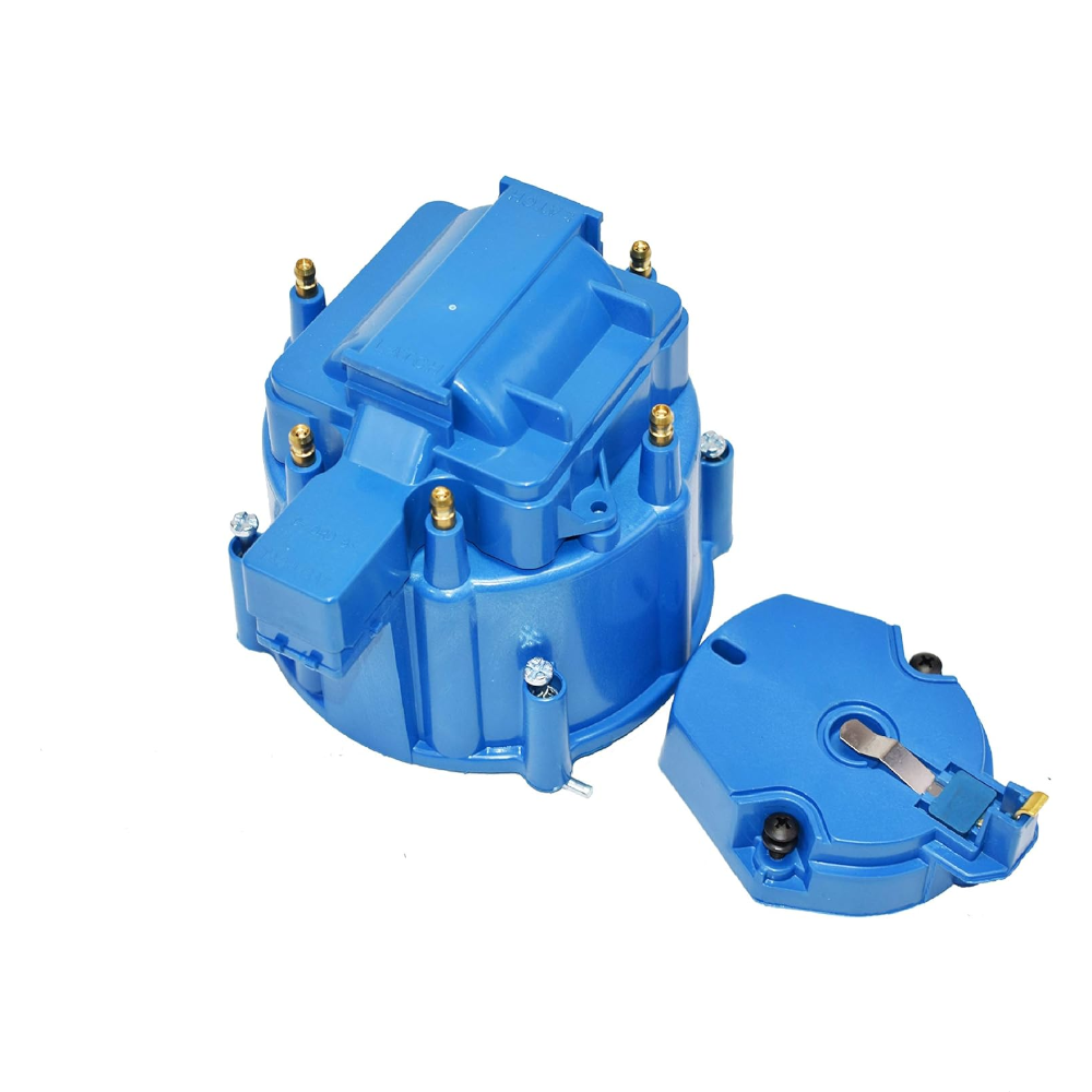 5 Star Speed HEI Distributor Cap, Rotor, and Coil Cover Kit Compatible with GM Style V6 (Blue)