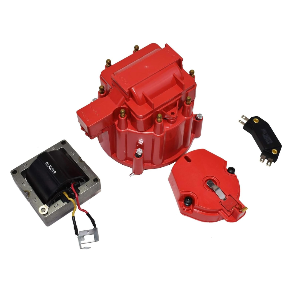 5 Star Speed HEI Distributor Tune-Up Kit with High Output Coil Compatible with GM Style V8 (Red)