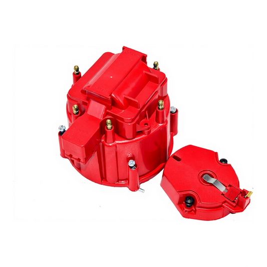 5 Star Speed HEI Distributor Cap, Rotor, and Coil Cover Kit Compatible with GM Style V6 (Red)